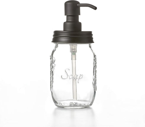 2pk 16oz) Mason Jar Soap and/or Lotion Dispenser for Hand Sanitizer, Liquid Soap or Hand/Body Lotion (Black