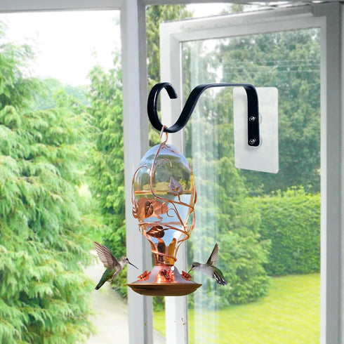 PeakBlen 4 Hummingbird Pcs Window Bird Feeder Hook- Bird Feeder Hanger for Heavy Outdoors Hanging- Window Feeder Stand