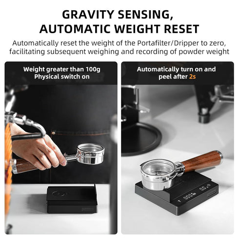 MHW-3BOMBER Sensing,2kg/0.1g ES6029B-OS Mini Coffee Scale with Timer,Rechargeable Espresso Scale with Gravity Precision