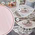 13" MAONAME Clear Round Serving Tray with Handles, Plastic Clear Tray, Round Pink Decorative Trays for Coffee Table