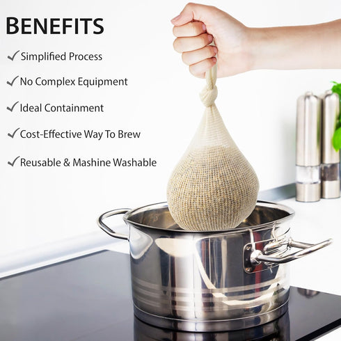 14" (50 Pack) Hops, Grain & Spice Beer Brewing Bags Cotton Mesh Steeping Bags for Beer Wine, Cider, Tea, Soups & Nut