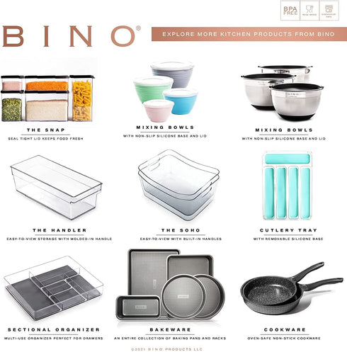 BINO Mixing Bowl Set with Lids, 4-Piece Versatile Plastic Bowls for Kitchen Mixing, Serving, and Storage