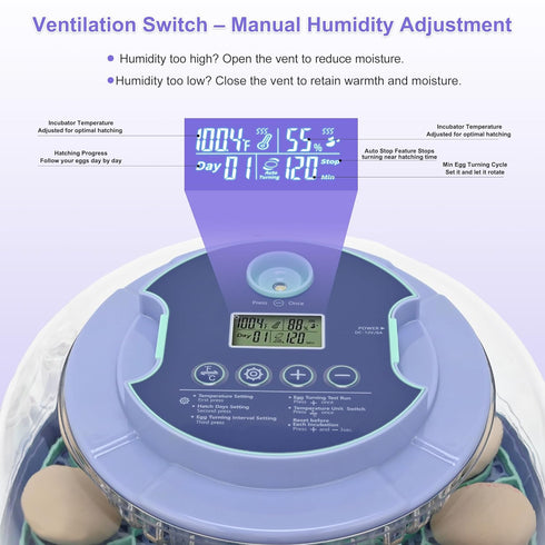 Cliseve 18 18 360 Egg Incubator for Hatching Chicks, Automatic Egg Turner Holds Eggs, Smart Incubator Clear Window