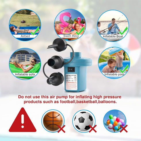 Bestrip Electric Air Pump, Air Pump for Inflatables Air Mattress Couch Pool FloatsInflatables Boat Raft Toys, AC/DC