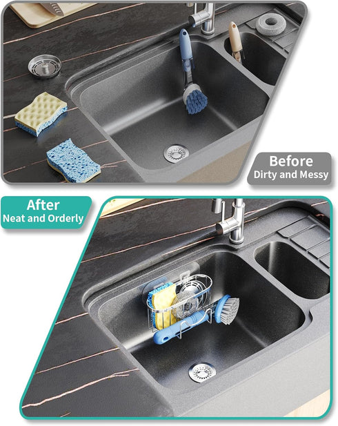 2 HapiRm Multifunctional Adhesive Kitchen Sink Organizer with M-Shaped, Installation Methods Kitchen Sponge Holder