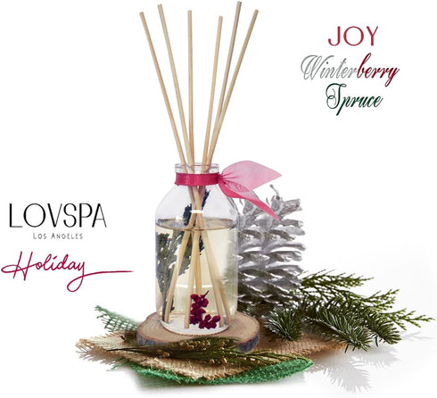 LOVSPA Reed Diffuser Set - Joy Winterberry Spruce Scented Oil Diffuser with Sticks for Home Fragrance