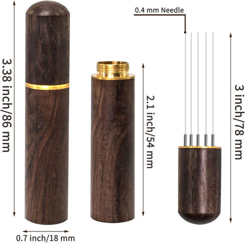 Espresso Coffee Stirrer 5 Needles 0.4mm Espresso Distribution Tools, Natural Wood Handle and Stand (Walnut)