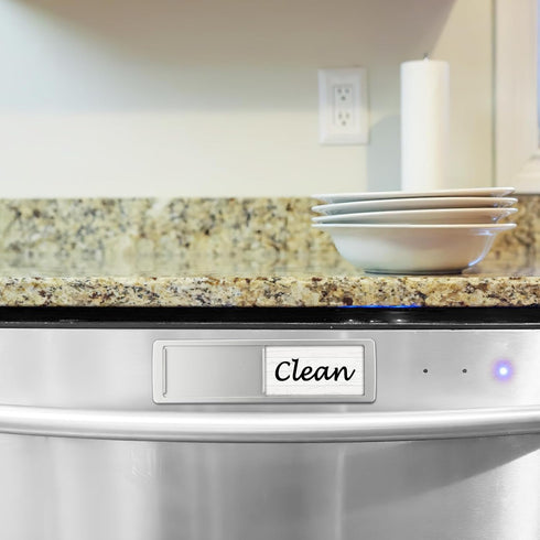 Dishwasher Magnet Clean Dirty Sign, Shutter Changes with Push, Non-Scratching Strong Magnet, Wood White/Black