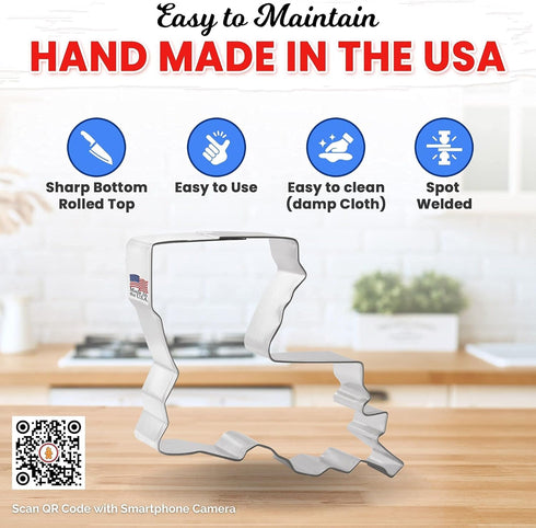 Foose Store Louisiana Cookie Cutter 3.5 Inch, Tin Plated Steel Made in the USA