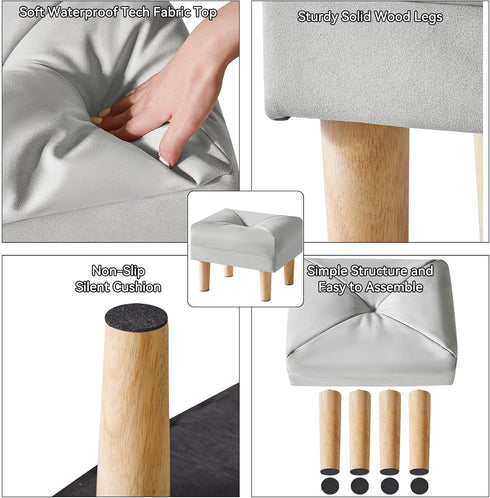 15.75" 11.42" W12.6" UHBD040G YMYNY Small Footstool Ottoman, Faux Leather Footrest with Sponge Padded Seat, Step Stool