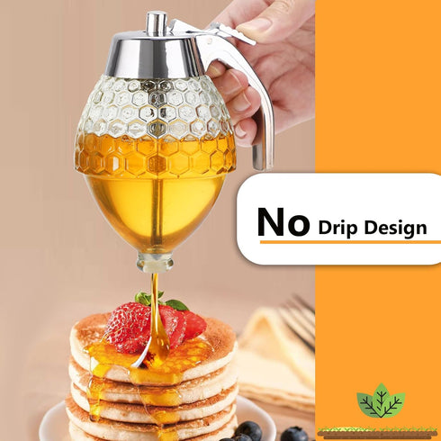 8 oz Timtopno Honey Dispenser, Glass Honey Dispenser No Drip, Honey Pot with Stand, Honey Jar, Maple Syrup Honey