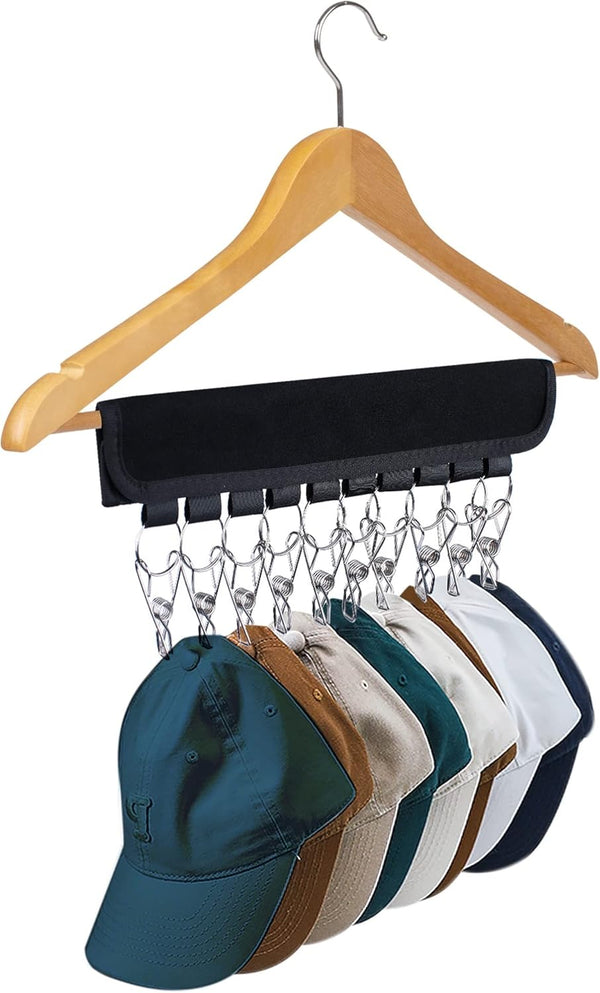 Hat Organizer Holder for Hanger & Room Closet, 1PC Black Hat Rack Storage Clips for Baseball Hats, Ball Caps, and