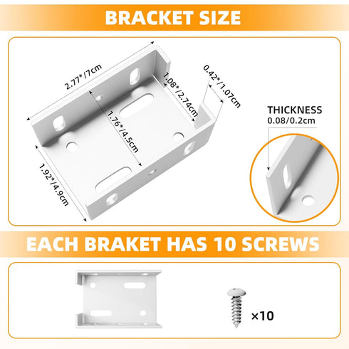White Aluminum Fence Bracket for Vinyl Fencing, Heavy Duty Metal Replacement for 2.75in Plastic Bracket
