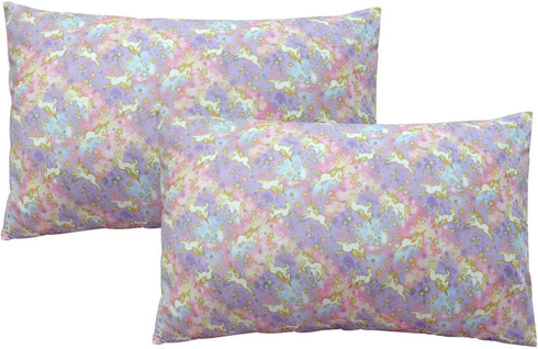 Brandream Kids Pillow Cases Set of 2, 100% Cotton Pink Rainbow Unicorn Pillow Covers