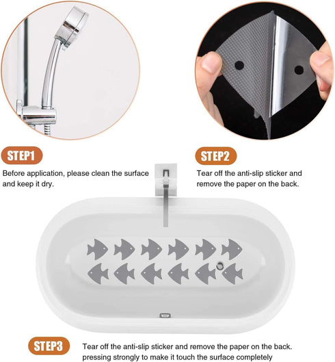Bathtub Stickers Non-Slip, 24 PCS Safety Shower Treads with Premium Scraper, Gray