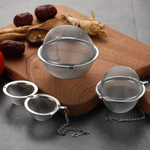 Mayata 3pcs Stainless Steel Fine Mesh Seasoning Ball, Kitchen Soup Spice Stew Filter Tool, Metal Tea Bag Tea Ball (3pcs