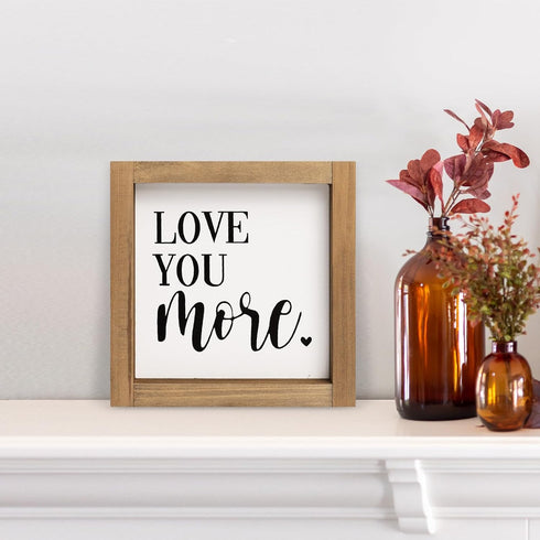 6 Inch Love You More Sign, Wooden Romantic Valentines Day Gifts, Rustic Wall Decor Home Nursery Bedroom Shelf Table
