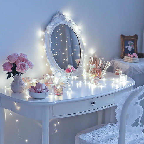 4 Pack 50 16.1ft JMEXSUSS LED Fairy Lights Battery Operated, White Fairy Lights for Bedroom, Silver Wire Twinkle String