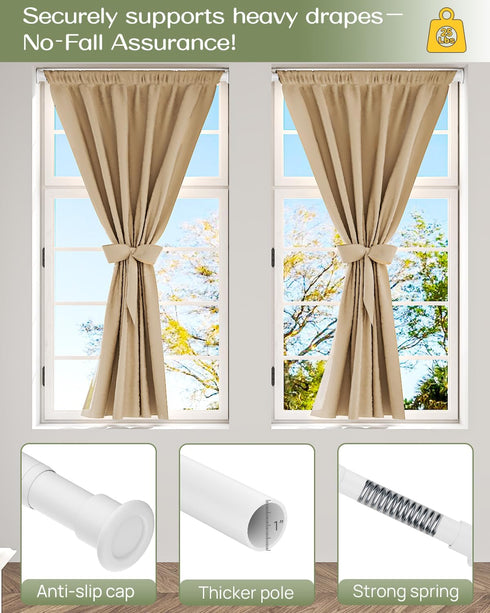 ALLZONE Heavy Duty Tension Shower Curtain Rod, 28-42 Inches, Adjustable Non-Slip for Bathroom and Closet