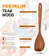 Wooden Spoons for Cooking, Natural Premium Teak Wood Corner Spoon, Good Grip Large Wooden Spoons and Wooden Spatula, Heat Resistant Wooden Cooking Utensils for Nonstick Cookware Cooking Gifts