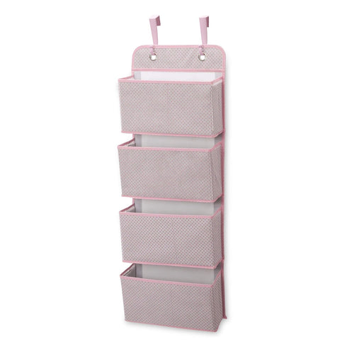 Delta Children 4 Pocket Over The Door Hanging Organizer, 2 Pack, Easy Storage Solution, Pink