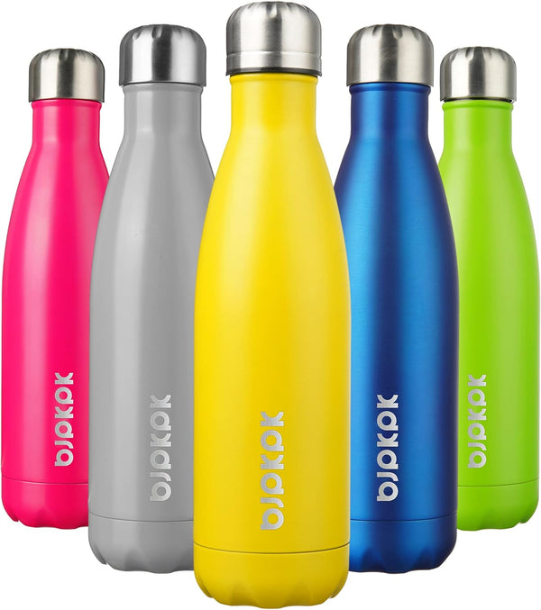 BJPKPK 17oz Insulated Stainless Steel Water Bottles | Sports Water Bottles Keep Cold for 24 Hours (Goldenrod)