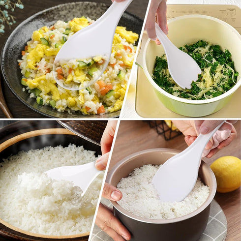 Giantree 2 7.7 Inch Pcs Plastic Rice Paddle, Non-Stick White Rice Spoon Scooper for Cookers