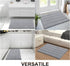 Grandaily Chenille Striped Bathroom Rugs 30x20 - Extra Thick Absorbent Non-Slip Plush Bath Mats, Grey