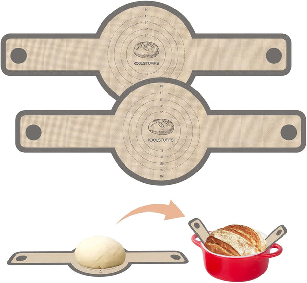 Silicone Bread Sling for Dutch Oven, 2 PCS Non-Stick Reusable Baking Mat with Long Handles for Easy Sourdough Transfer