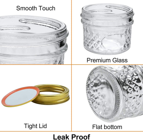 Encheng 4 oz 40 Pack Glass Jars With Lids And Bands,Small Canning Jars For Caviar,Herb,Jelly,Jams,Mini Wide Mouth Mason