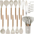 MIBOTE 17 Pcs Silicone Cooking Utensils Set with Holder - Non-Toxic BPA Free Kitchen Gadgets for Nonstick Cookware