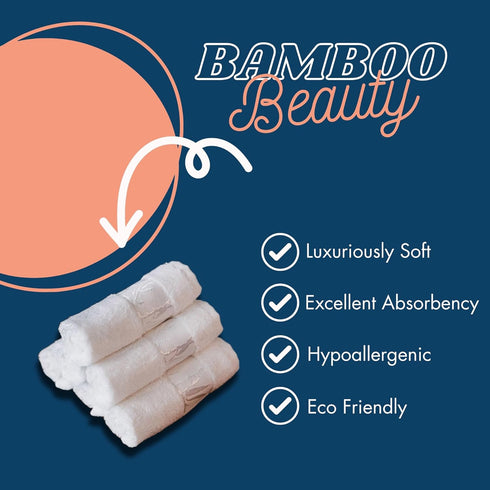 Set 6 of Luxury Wash Cloths for Your Face Viscose Bamboo & Turkish Cotton, White Wascloths