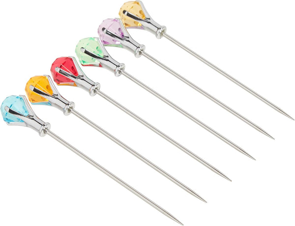Prodyne DM-6-C Multicolor Diamond-Head Martini Picks, Set of 6, 1oz