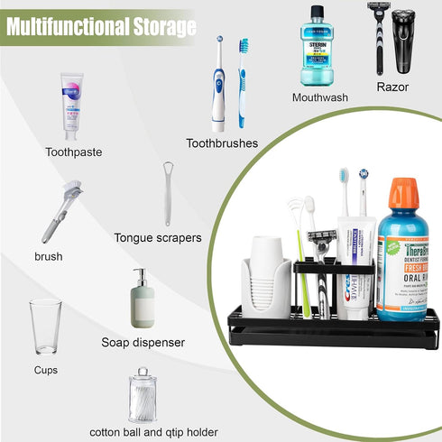 Countertop, 5 Toothbrush Holders for Bathrooms, Carbon Steel Tooth Brushing Holder Electric Toothbrush and Toothpaste