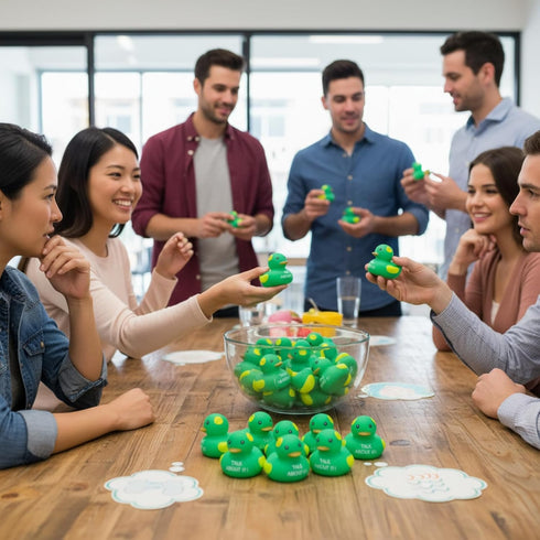 Favors(12 DEEKIN Mental Health Rubber Duck Bulk Green Ribbon Mental Health Awareness Items Gifts for Adults Self Care