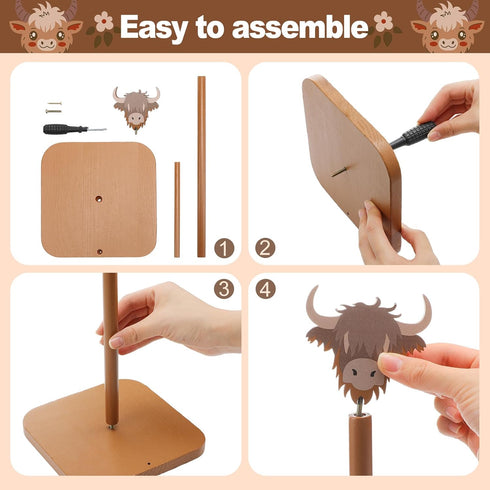 Leinuosen Countertop Brown Paper Towel Holder Cute Highland Cow Wooden Paper Towel Holder Brown Bathroom Accessories