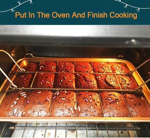 Non-Stick Brownie Pan with Dividers, High Carbon Steel Baking Pan for 18 Pre-Cut Brownies