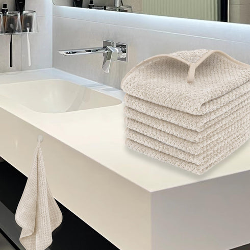 6 Set Set,100% Pack 6, MaopaoBeauty Piece Washcloth Microfiber - Quick Dry, Thick, Soft, Plush and Highly Absorbent