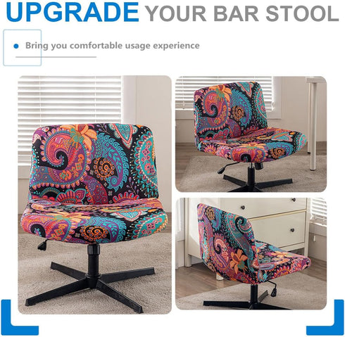 Levoberg Armless Armless #13 Criss Cross Office Desk Chair Cover Slipcovers Printed Vanity Desk Chair Covers Cross