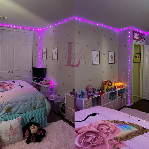2 Pack 33ft 100 8 JMEXSUSS Pink String Lights Battery Operated Rope Lights Outdoor, LED Battery Powered Christmas