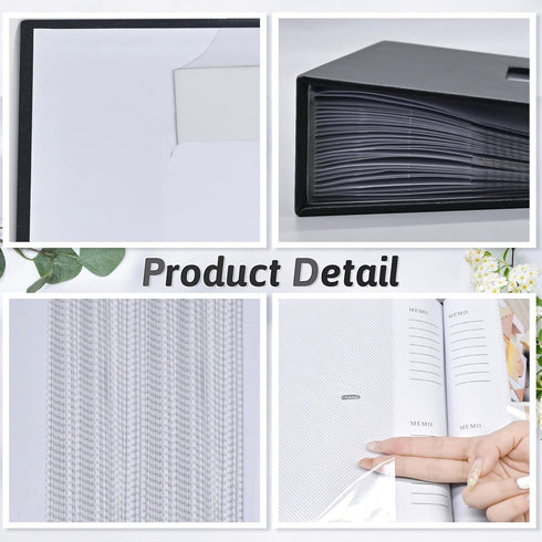 Photo Album 4x6 for 300 Photos with Writing Space, Leather Cover with Display Window, Wedding Gift