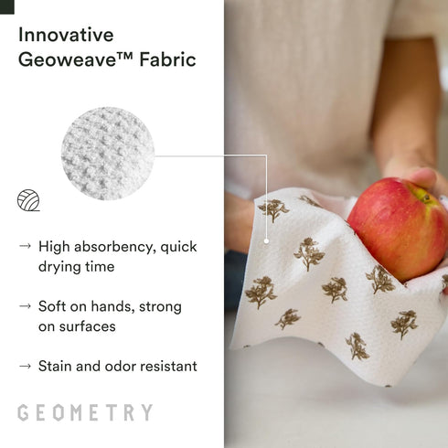 6 Pack GEOMETRY Dishcloth Evergreen Collection Quick-Dry, Ultra-Absorbent, Reusable Microfiber Kitchen Towels