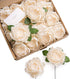 Ling's Moment Flowers - 16pcs Cream Blooming Peonies Artificial Flowers with Stem for DIY Wedding Decorations,