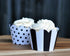 Set of 24 Black and White Cupcake Wrappers for Weddings, Graduations, Birthday Parties, Baby Showers