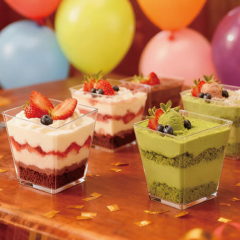 GGYKJSK 50-Pack 5oz Dessert Cups with Lids, Plastic Parfait/Pudding Cups, Small Plastic Containers with Spoons