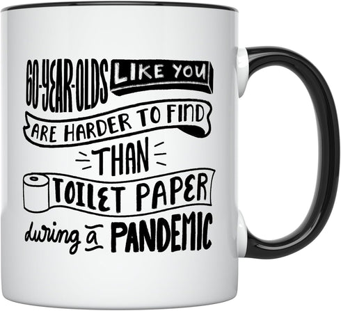 YouNique 60th Birthday Mug, 11 Ounces, Funny Coffee Cup Ideas for Men and Women, 60 Birthday Gift (Black Handle)
