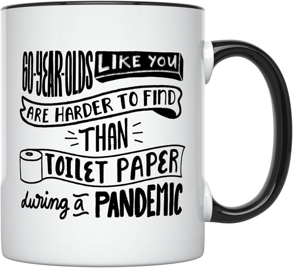 YouNique 60th Birthday Mug, 11 Ounces, Funny Coffee Cup Ideas for Men and Women, 60 Birthday Gift (Black Handle)