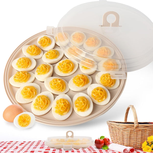 HAKSEN Deviled Egg Containers with Lid, Portable Deviled Egg Platter Carrier Holder
