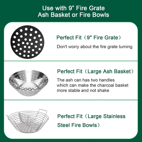 Upgrade Cast Iron Ash Can with Handle, Quantfire Charcoal Ash Basket Big Green Egg Accessories Must Haves Kamado Ash