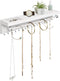 Rustic White Necklace Jewelry Organizer - Wall Mount Jewelry Holder for Necklace, Earrings, and Rings